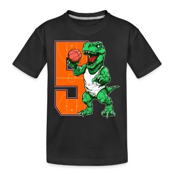 Basketball Dino - 5 year old boy - 5. - Kids' Premium Organic T-Shirt - black - Front