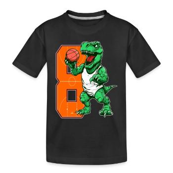 Basketball Dino - 8 year old boy - 8. - Kids' Premium Organic T-Shirt - black - Front
