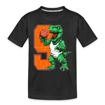 Basketball Dino - 9 year old boy - 9. - Kids' Premium Organic T-Shirt - black - Front