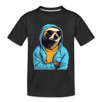 Paresseux cool avec lunettes de soleil, t-shirt jaune - T-shirt bio Premium Enfant - noir - Devant