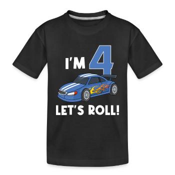 Kindergeburtstag Autorennen Auto / 4 Jahre - Kinder Premium Bio T-Shirt - Schwarz - Vorne