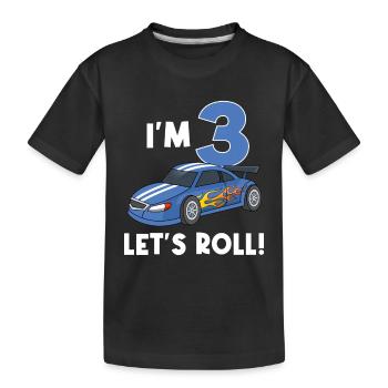 Kindergeburtstag Autorennen Auto / 3 Jahre - Kinder Premium Bio T-Shirt - Schwarz - Vorne