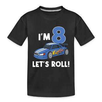 Kindergeburtstag Autorennen Auto / 8 Jahre - Kinder Premium Bio T-Shirt - Schwarz - Vorne
