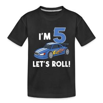 Kindergeburtstag Autorennen Auto / 5 Jahre - Kinder Premium Bio T-Shirt - Schwarz - Vorne
