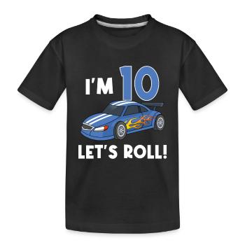 Kindergeburtstag Autorennen Auto / 10 Jahre - Kinder Premium Bio T-Shirt - Schwarz - Vorne