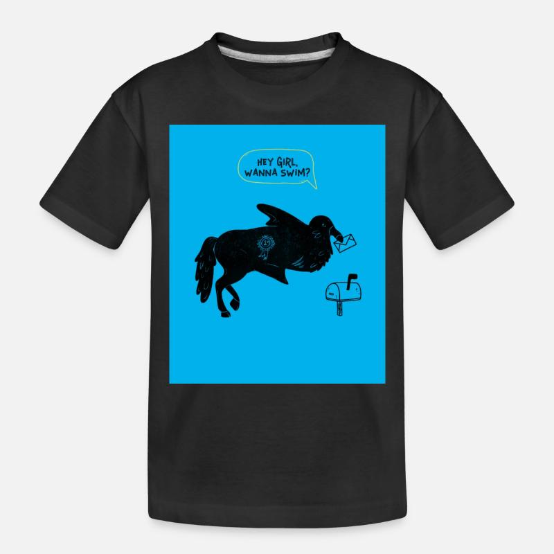 HEY MÄDCHEN, WILLST DU SCHWIMMEN? - Kinder Premium Bio T-Shirt - Schwarz