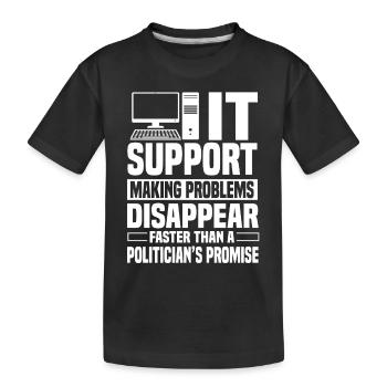 IT Support - Kids' Premium Organic T-Shirt - black - Front