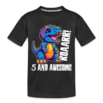 5 ans anniversaire 5ème cadeau cinq garçons - T-shirt bio Premium Enfant - noir - Devant
