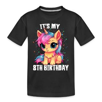 8 Jahre Mädchen Geburtstag Geschenk Einhorn - Kinder Premium Bio T-Shirt - Schwarz - Vorne