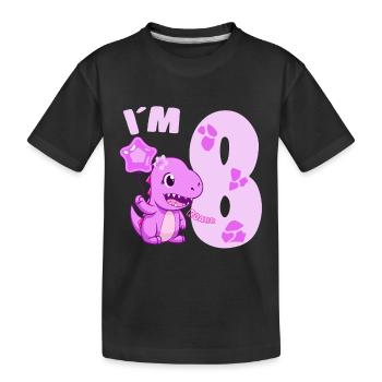 Cute Dinosaur I'm 8 Dino Birthday Girl - Kids' Premium Organic T-Shirt - black - Front