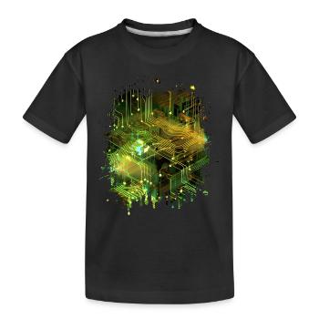 Abstract Art: Digital Data Stream Mainboard - Kids' Premium Organic T-Shirt - black - Front