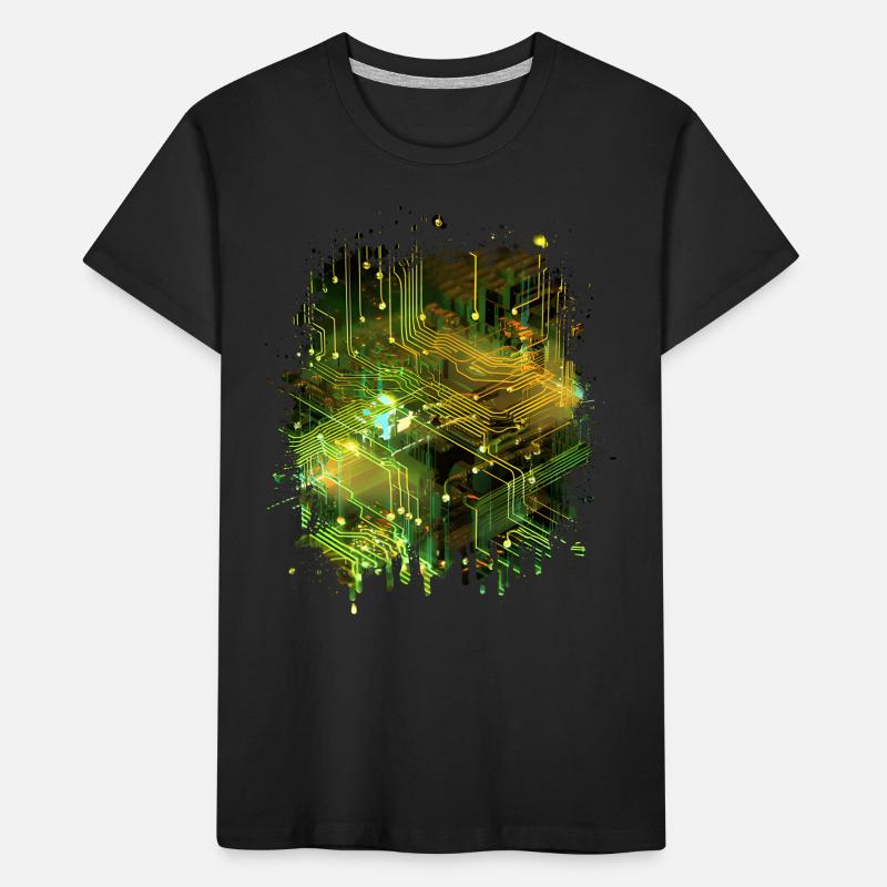 Abstract Art: Digital Data Stream Mainboard Kids' Premium Organic T-Shirt