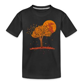 Pleine Lune Troupeau Oiseaux Montagne Faune Nature Rétro - T-shirt bio Premium Enfant - noir - Devant