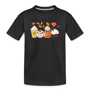 Automne Café Citrouille Spice Latte Feuilles d’automne - T-shirt bio Premium Enfant - noir - Devant