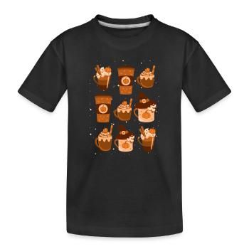 Automne Café Citrouille Spice Latte Feuilles d’automne - T-shirt bio Premium Enfant - noir - Devant