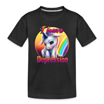 Depressed unicorn in sunset - Kids' Premium Organic T-Shirt - black - Front