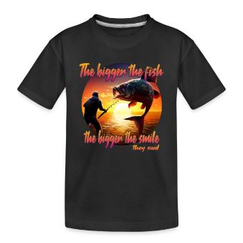 Plus le poisson est gros, plus le sourire est grand - T-shirt bio Premium Enfant - noir - Devant