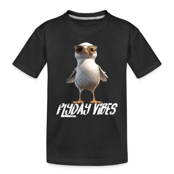 Möwe Flyday Vibes Cool Süß Sommer Urlaub - Kinder Premium Bio T-Shirt - Schwarz - Vorne