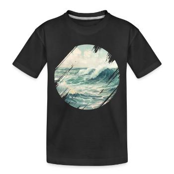 Meer Wellen Brandung Gischt Ufer Küste - Kinder Premium Bio T-Shirt - Schwarz - Vorne