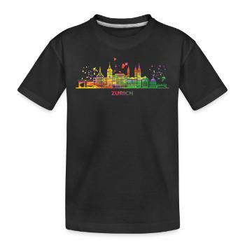 Zuricher Skyline Zurich - Kids' Premium Organic T-Shirt - black - Front