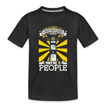 Lighthouse Seaside Nautical I Love Lighthouse - Kids' Premium Organic T-Shirt - black - Front