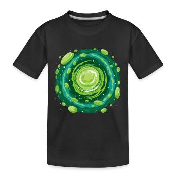 Cool Green Sci-Fi Cartoon Portal for Time Travel - Kids' Premium Organic T-Shirt - black - Front