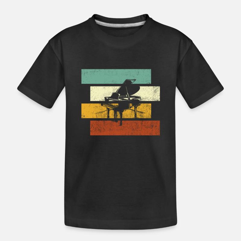 Klavier Retro - Kinder Premium Bio T-Shirt - Schwarz