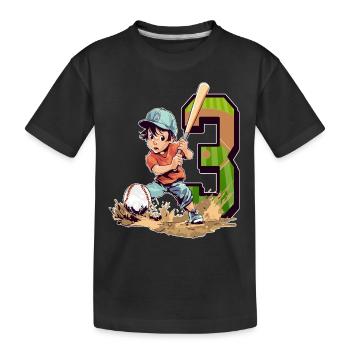 Baseball Birthday - 3 years old Boy - 3. - Kids' Premium Organic T-Shirt - black - Front