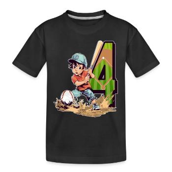 Anniversaire de baseball - 4 ans Garçon - 4. - T-shirt bio Premium Enfant - noir - Devant