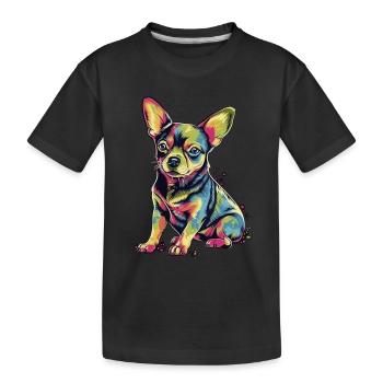 Chihuahua | Abstrakte Malerei | Farbe | Niedlicher - Kinder Premium Bio T-Shirt - Schwarz - Vorne