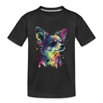 Chihuahua | Abstrakte Malerei | Farbe | Niedlicher - Kinder Premium Bio T-Shirt - Schwarz - Vorne