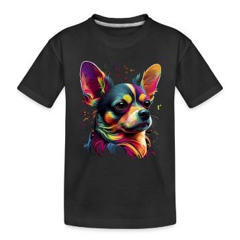 Chihuahua | Abstrakte Malerei | Farbe | Niedlicher - Kinder Premium Bio T-Shirt - Schwarz - Vorne