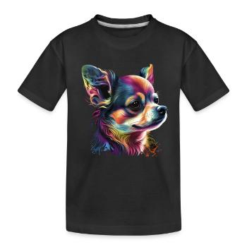 Chihuahua | Abstrakte Malerei | Farbe | Niedlicher - Kinder Premium Bio T-Shirt - Schwarz - Vorne
