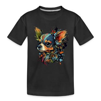 Chihuahua | Abstrakte Malerei | Farbe | Niedlicher - Kinder Premium Bio T-Shirt - Schwarz - Vorne