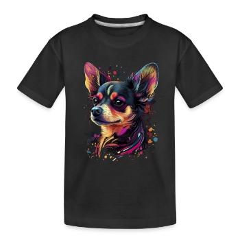 Chihuahua | Abstrakte Malerei | Farbe | Niedlicher - Kinder Premium Bio T-Shirt - Schwarz - Vorne
