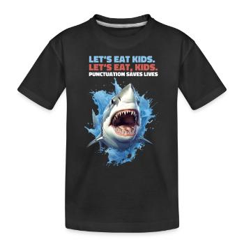 Permet de manger des enfants Grammaire Virgule Réglage Cadeau de requin - T-shirt bio Premium Enfant - noir - Devant