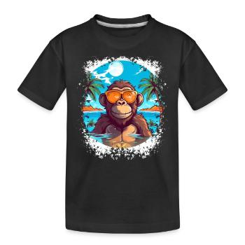 Tropische Vibes: Strand- und Affendesign für den Sommer - Kinder Premium Bio T-Shirt - Schwarz - Vorne