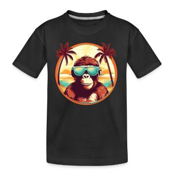 Sonne, Sand und Affenzauber: Stilvolles Stranddesign - Kinder Premium Bio T-Shirt - Schwarz - Vorne