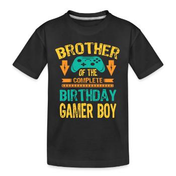Bro Brother Of the Birthday Gamer Boy Gaming Gift - Kinder Premium Bio T-Shirt - Schwarz - Vorne
