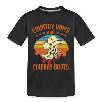 Country-Vibes und Cowboystiefel - Kinder Premium Bio T-Shirt - Schwarz - Vorne