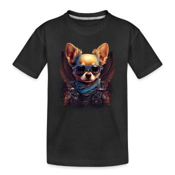 Chihuahua | Biker | Motorrad | Hund | Papa | Opa - Kinder Premium Bio T-Shirt - Schwarz - Vorne