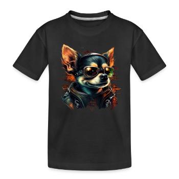 Chihuahua | Biker | Motorrad | Hund | Papa | Opa - Kinder Premium Bio T-Shirt - Schwarz - Vorne