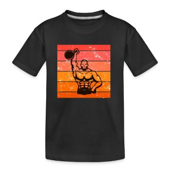 Kettlebell Workout Retro Fitness Gym - Kinder Premium Bio T-Shirt - Schwarz - Vorne