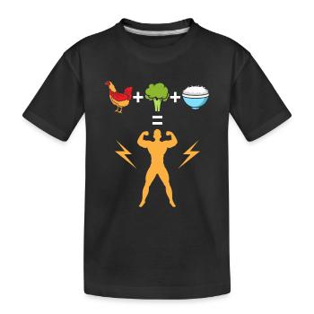 Huhn mit Brokkoli und Reis = Bodybuilder - Kinder Premium Bio T-Shirt - Schwarz - Vorne