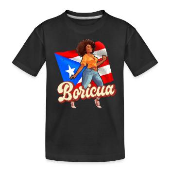 Afro latina boricua puerto rico karibischer tanz - Kinder Premium Bio T-Shirt - Schwarz - Vorne