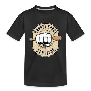 Drôle de survivant de la cuillère en bois de parentalité italienne - T-shirt bio Premium Enfant - noir - Devant