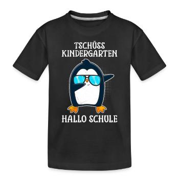Tschüss Kindergarten Hallo Schule Schulkinder - Kinder Premium Bio T-Shirt - Schwarz - Vorne