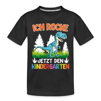 Kindergartenkind Ich rocke jetzt den Kindergarten - Kinder Premium Bio T-Shirt - Schwarz - Vorne