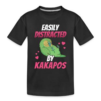 Kakapo distracts flightless parrot Kakapo - Kids' Premium Organic T-Shirt - black - Front