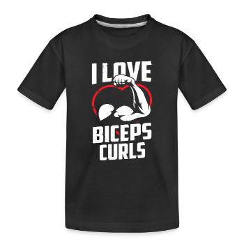 J’adore biceps boucles biceps muscles dictons - T-shirt bio Premium Enfant - noir - Devant